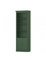 Estante alta com 2,20m para biblioteca na cor verde com duas portas de madeira / coleção biblioteca